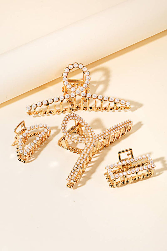 Pearl Pave Hair Clips