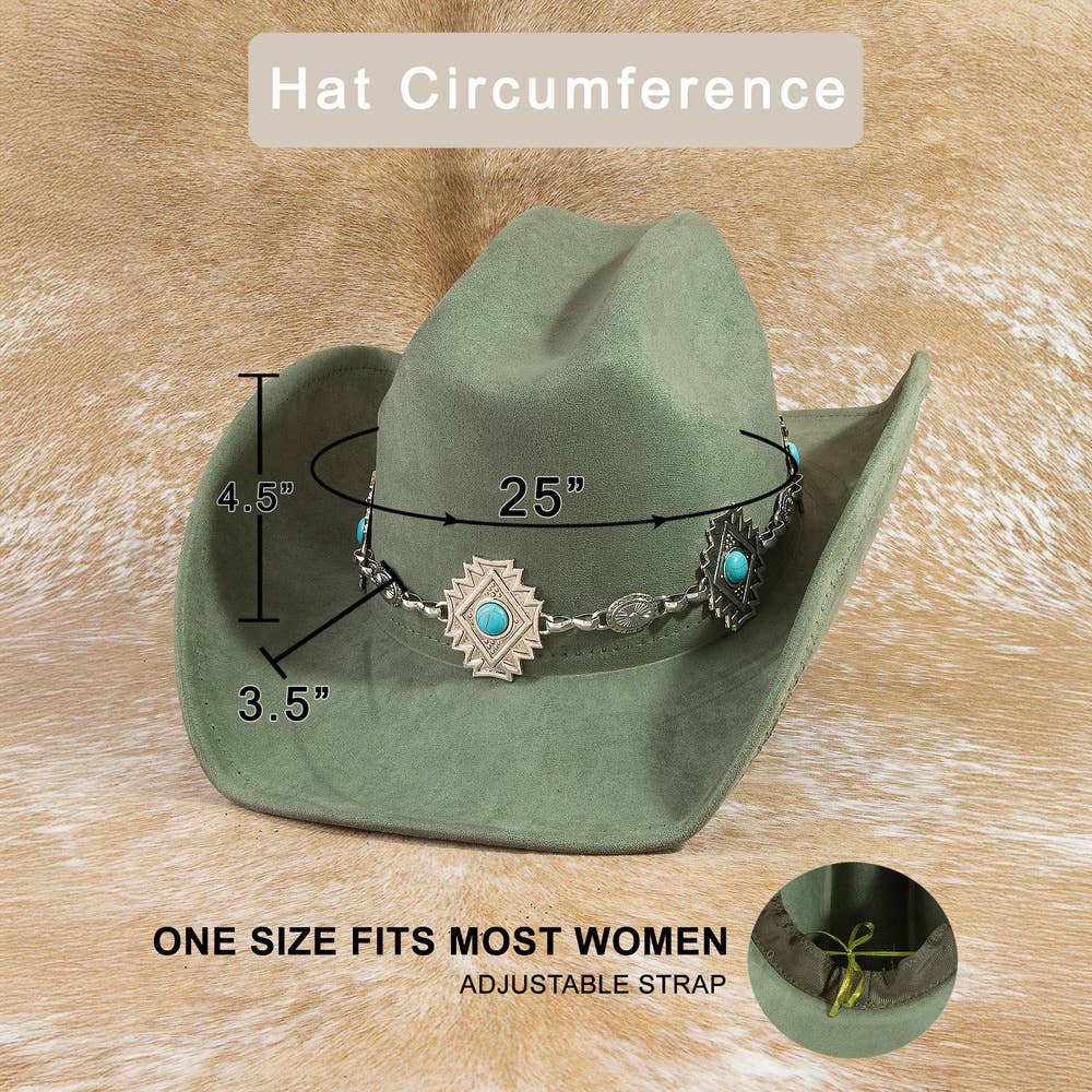 Cowboy Hat With Aztec Concho Chain Band