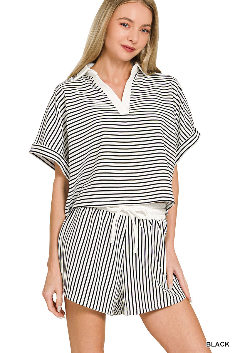 Striped- Collar Set Zenana RTS