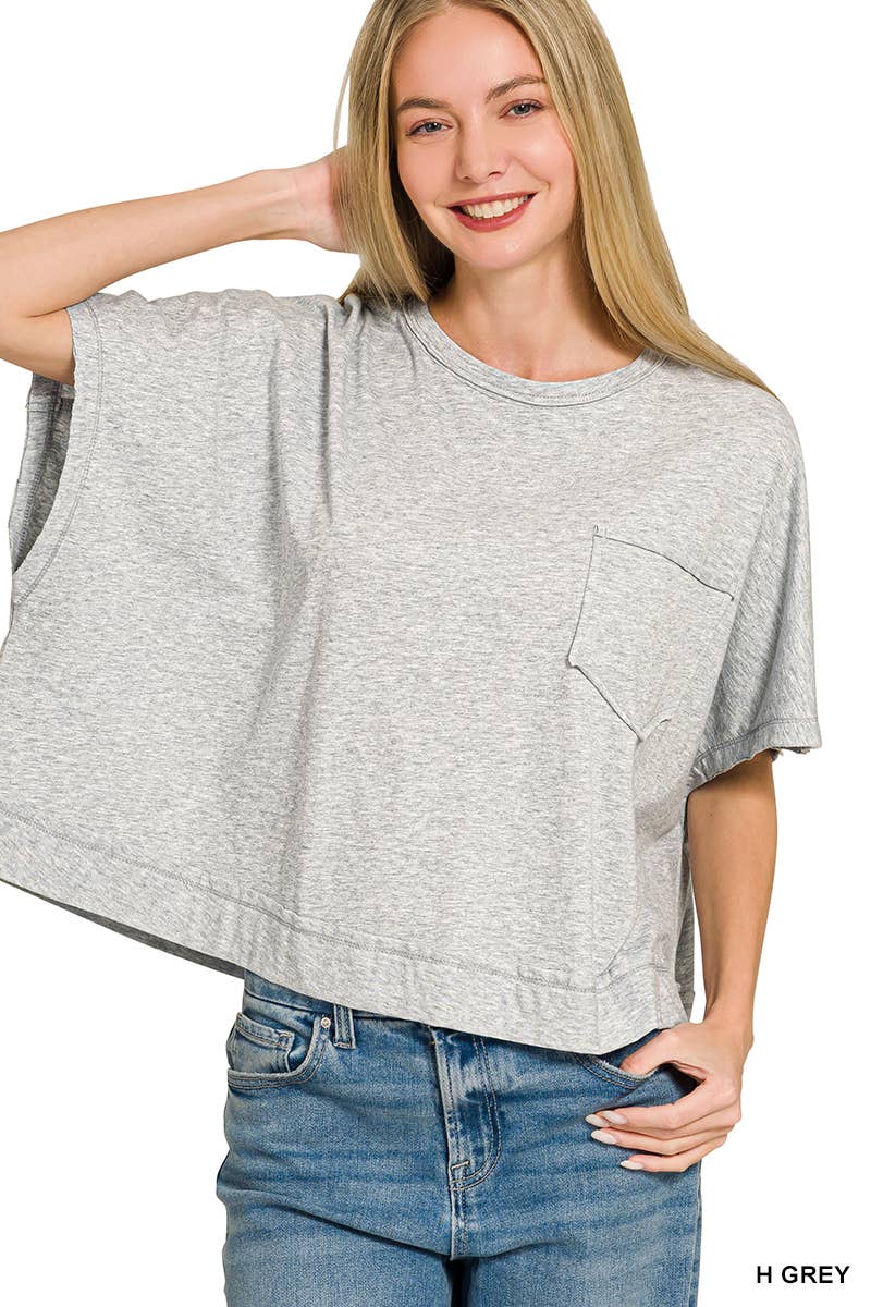 42POPS -  Exposed Seam Boxy Top - Zenana: BROWN-196764 / S/M