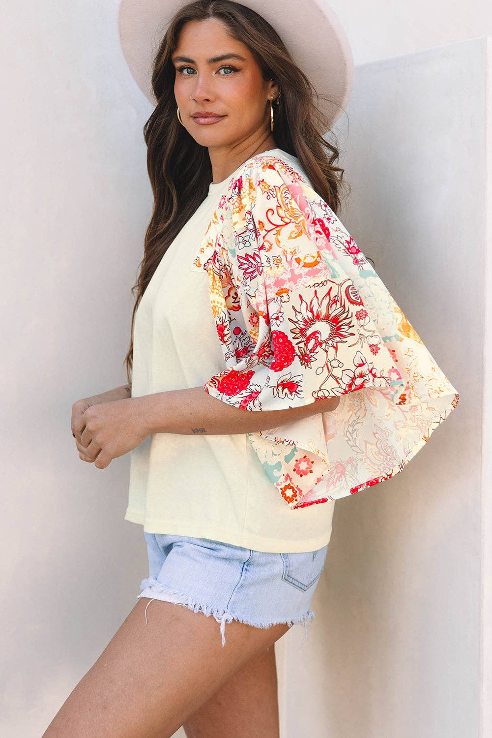 Boho Floral Sleeve Blouse
