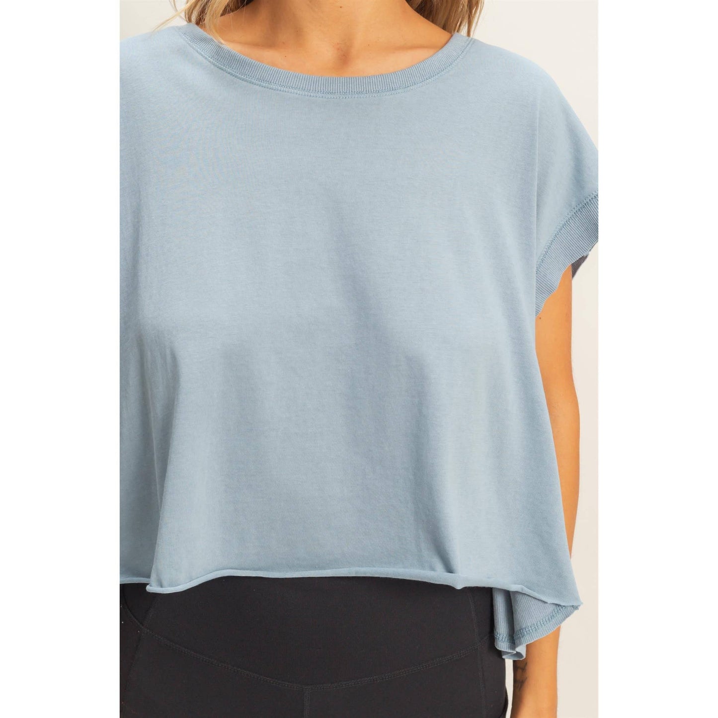 Boxy Crew Neck Top BLACK