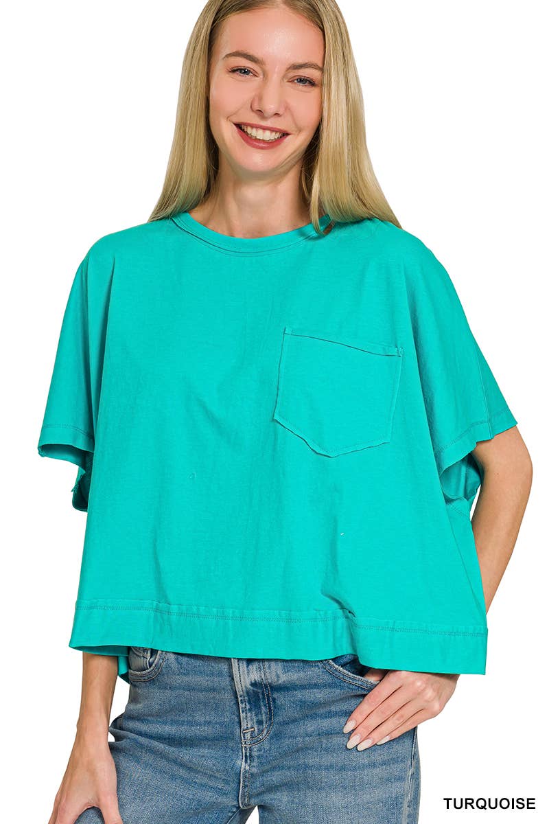 42POPS -  Exposed Seam Boxy Top - Zenana: BROWN-196764 / S/M