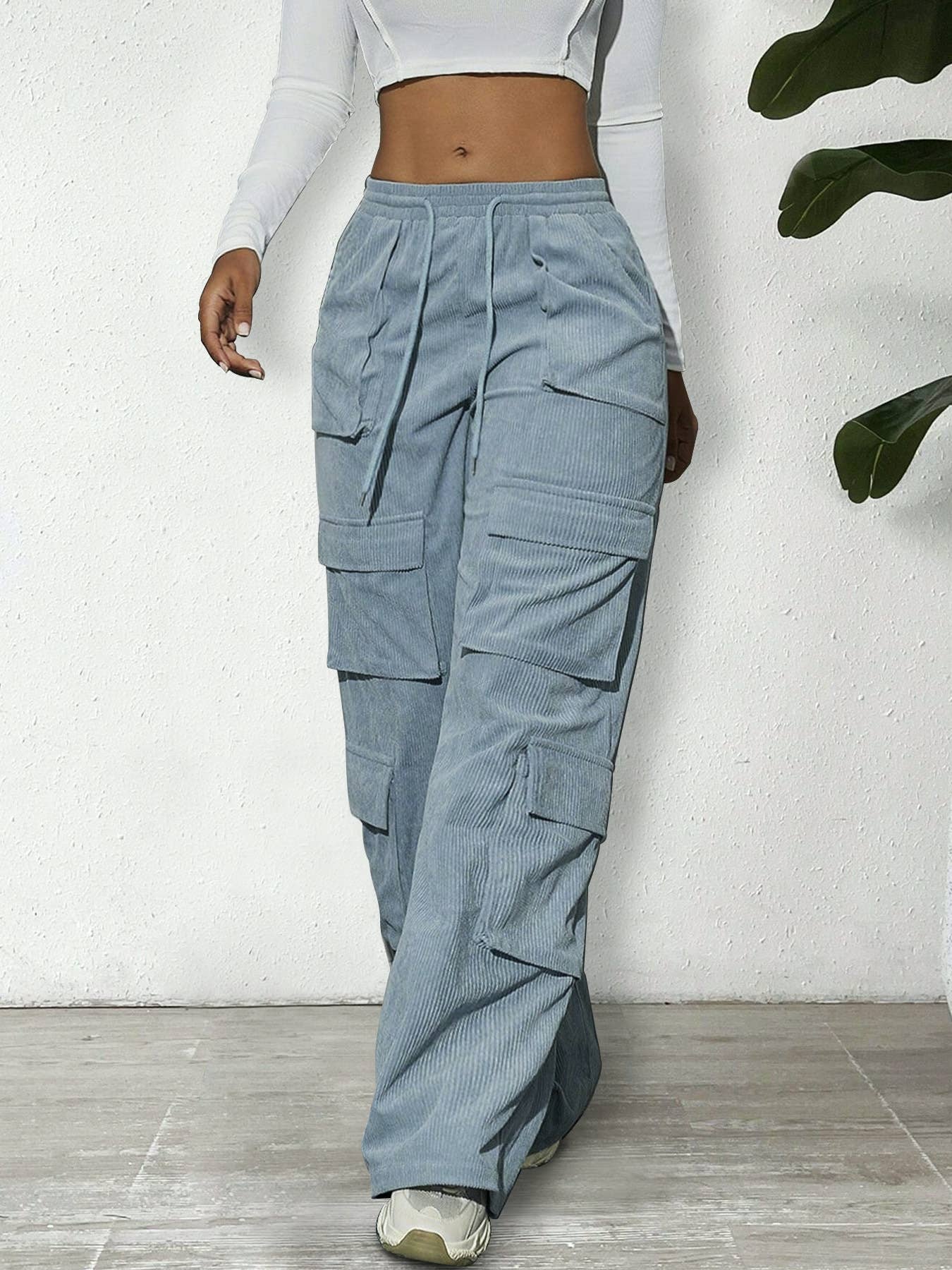 Corduroy pants: HazeBlue/S