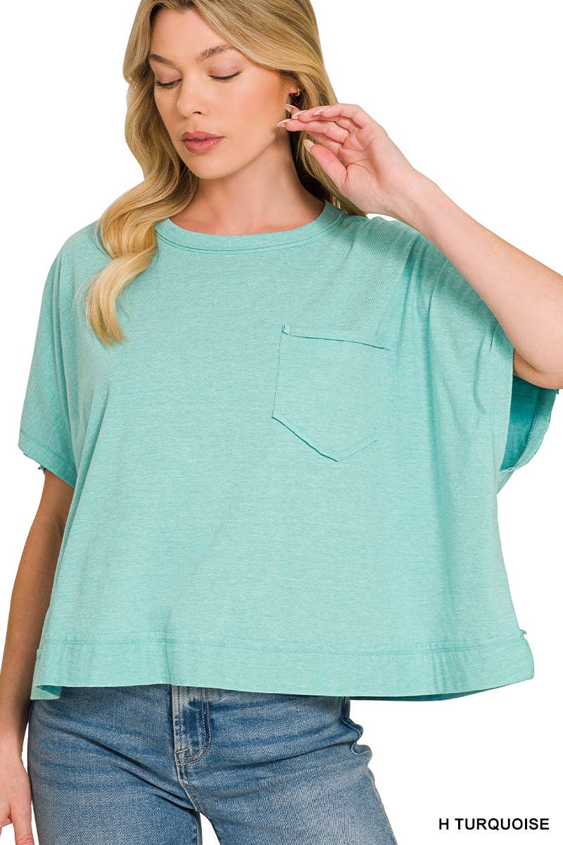 42POPS -  Exposed Seam Boxy Top - Zenana: BROWN-196764 / S/M