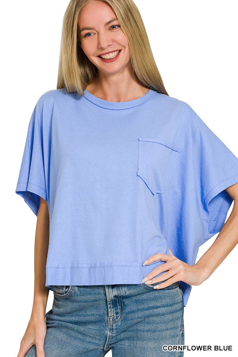 42POPS -  Exposed Seam Boxy Top - Zenana: BROWN-196764 / S/M