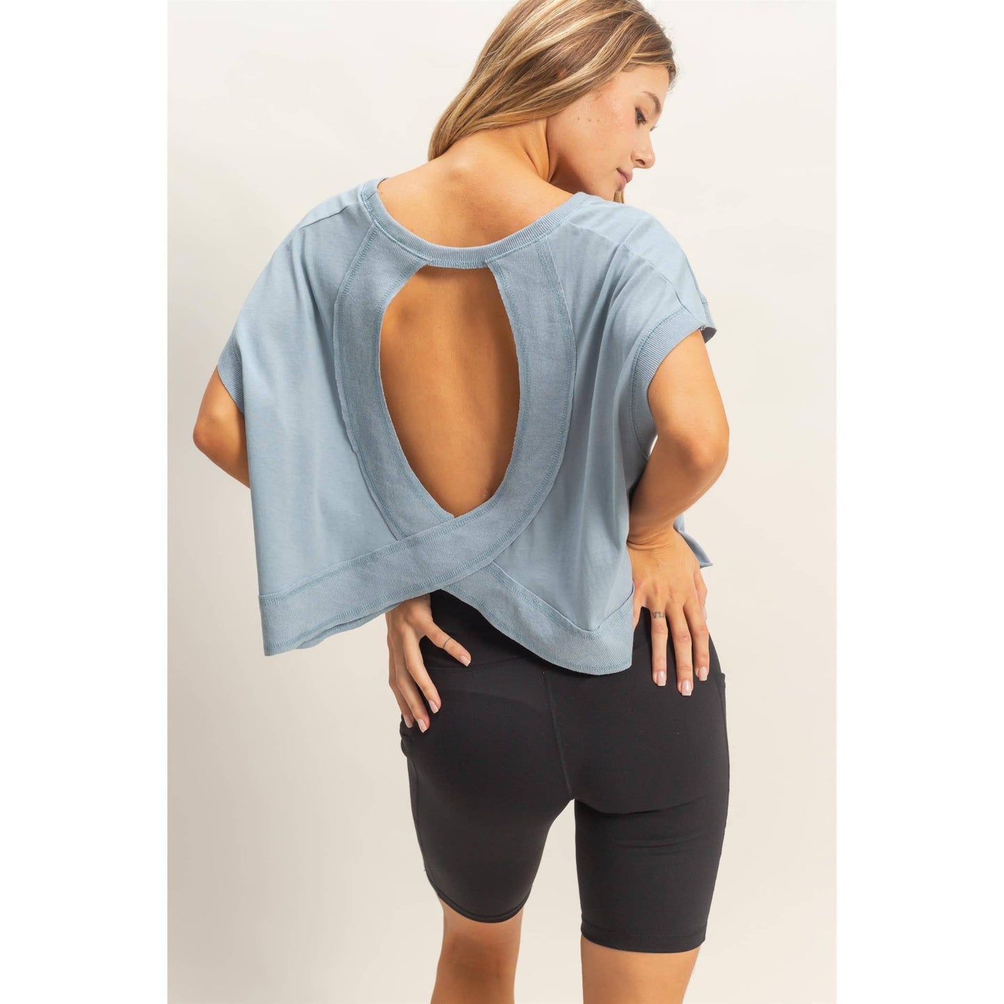 Boxy Crew Neck Top BLACK