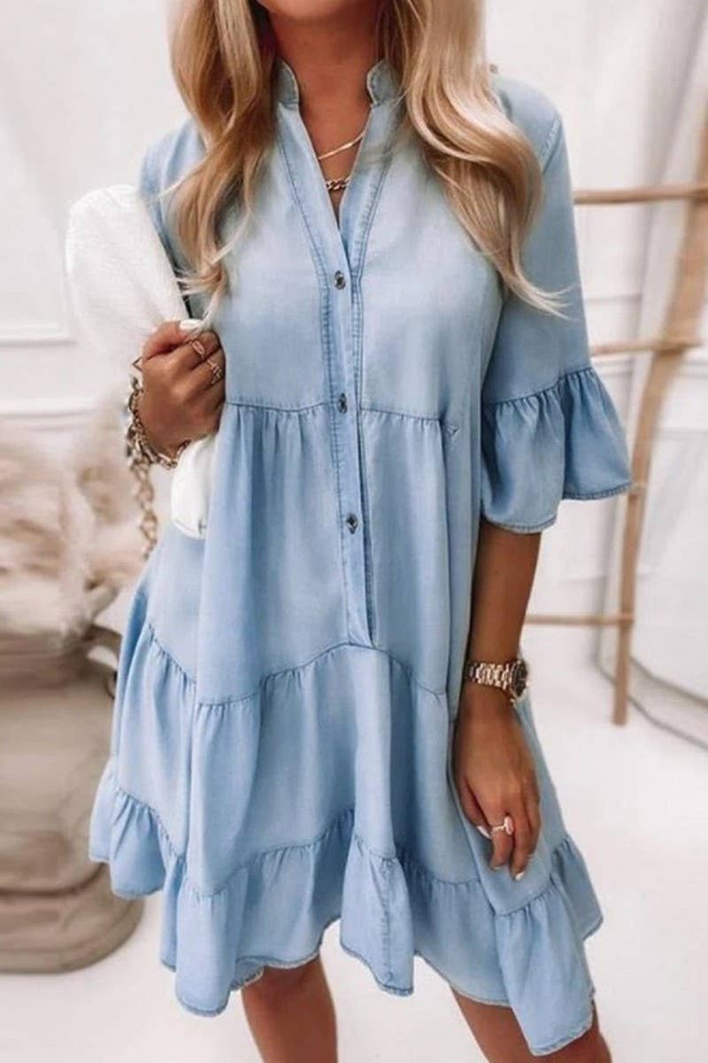 WASHED DENIM DRESS