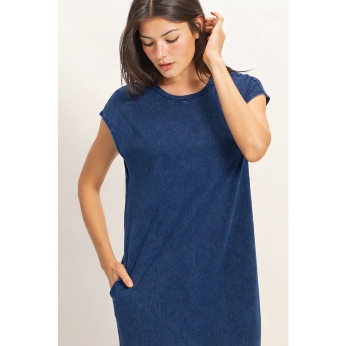 Mineral Wash Midi Dress DARK TAUPE