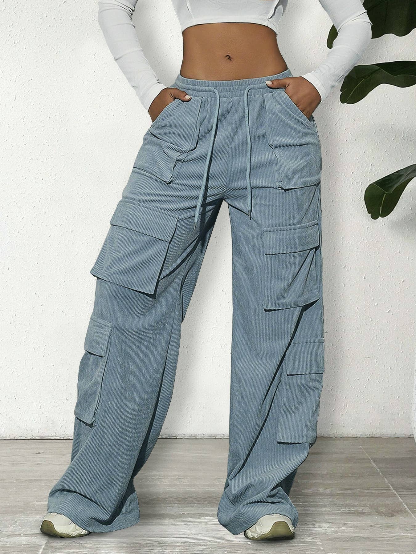 Corduroy pants: HazeBlue/S