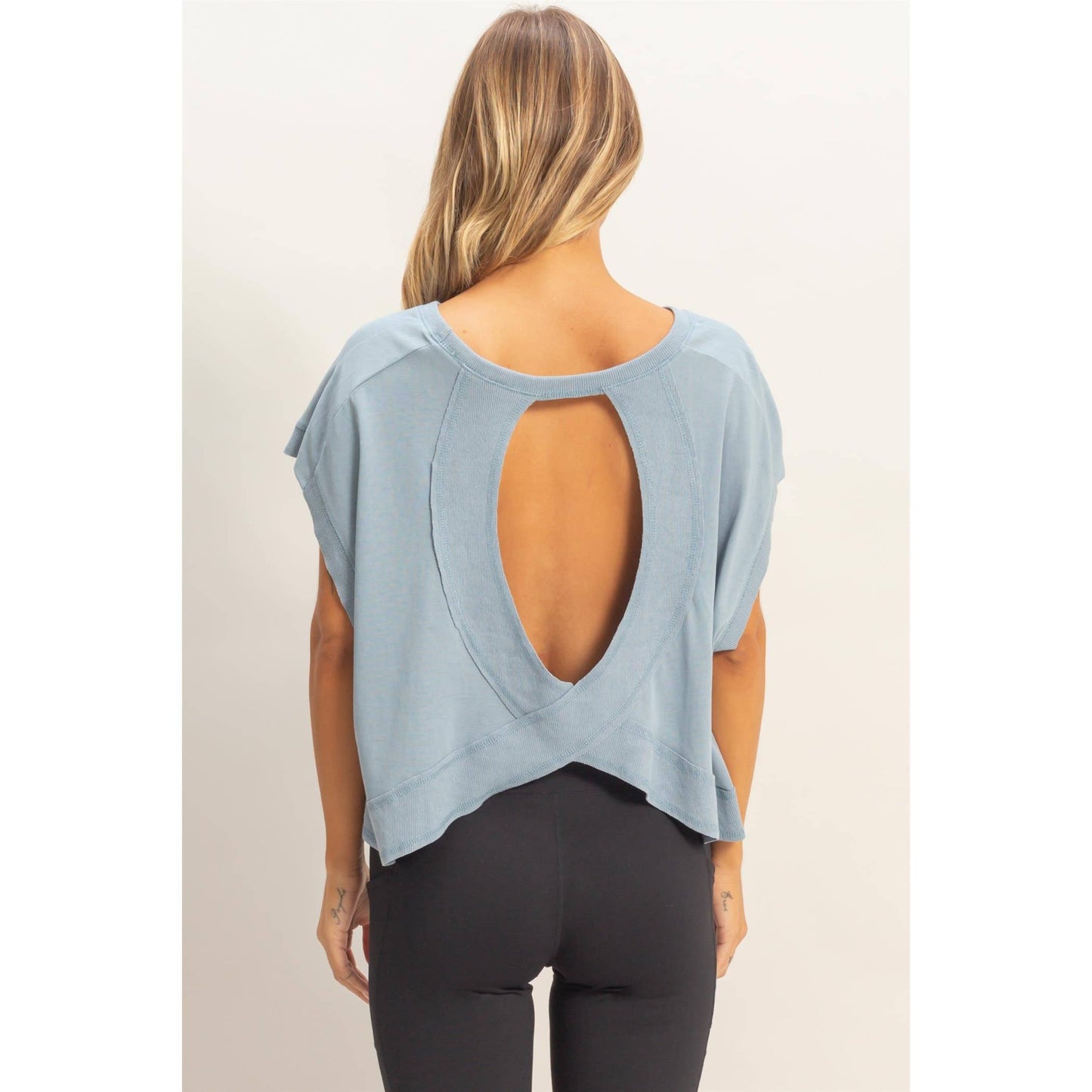 Boxy Crew Neck Top BLACK