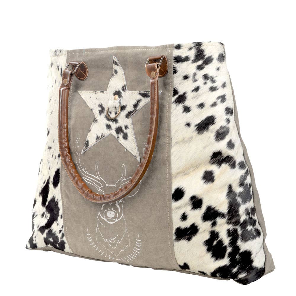 Clea Ray Canvas Bags & Clothing - Deer And Star Cowhide Tote Bag