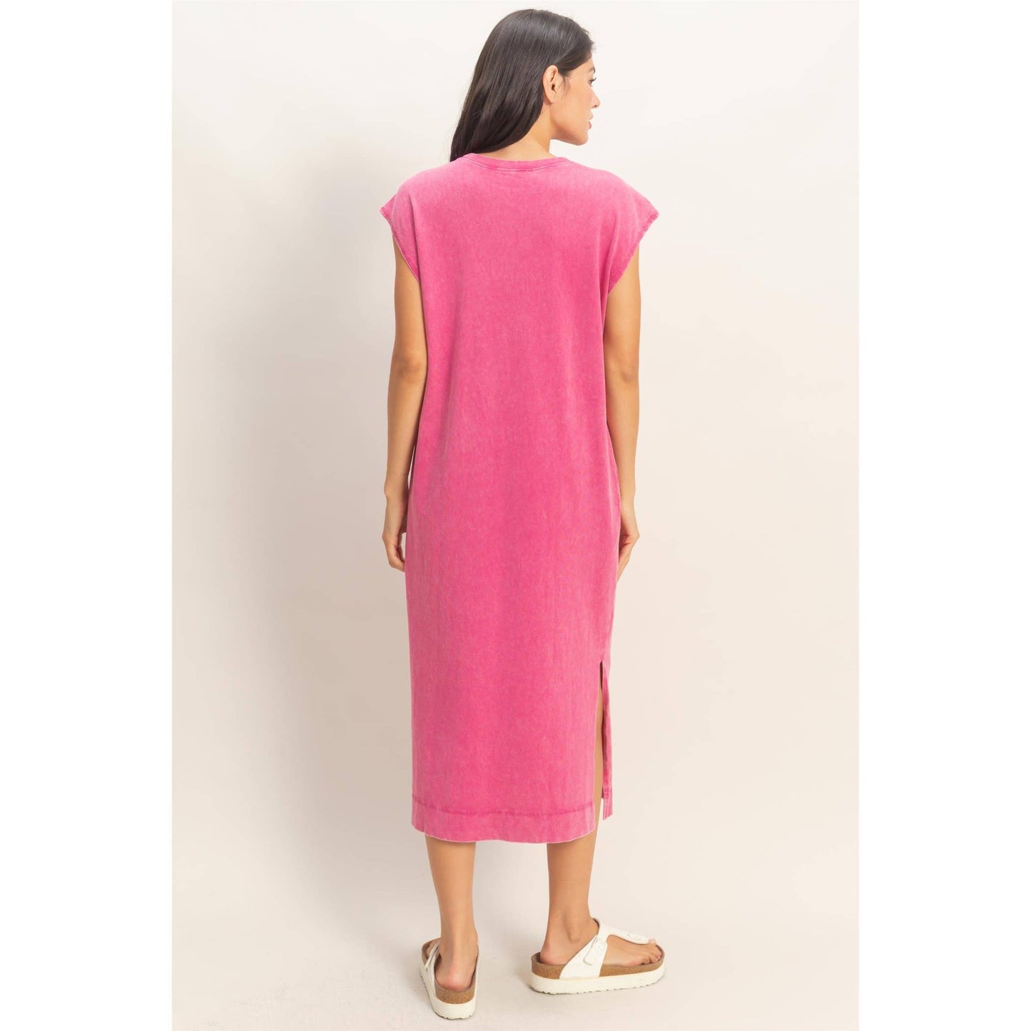 Mineral Wash Midi Dress DARK TAUPE