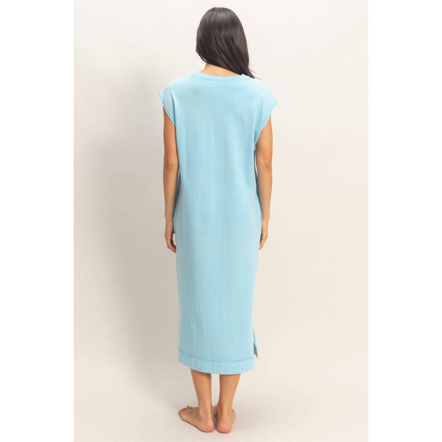Mineral Wash Midi Dress DARK TAUPE
