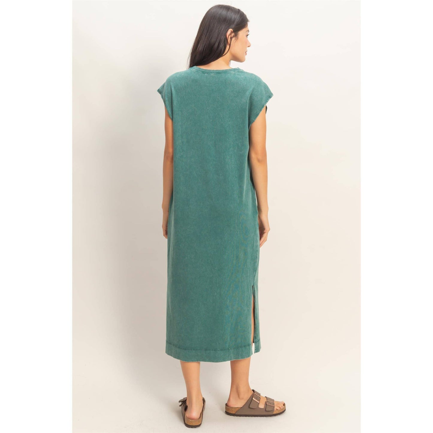 Mineral Wash Midi Dress DARK TAUPE