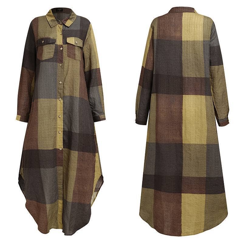 Plaid Long Dress / M