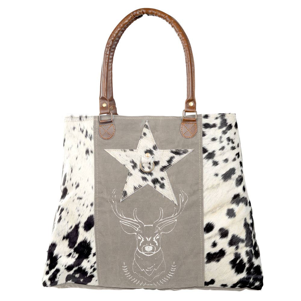 Clea Ray Canvas Bags & Clothing - Deer And Star Cowhide Tote Bag