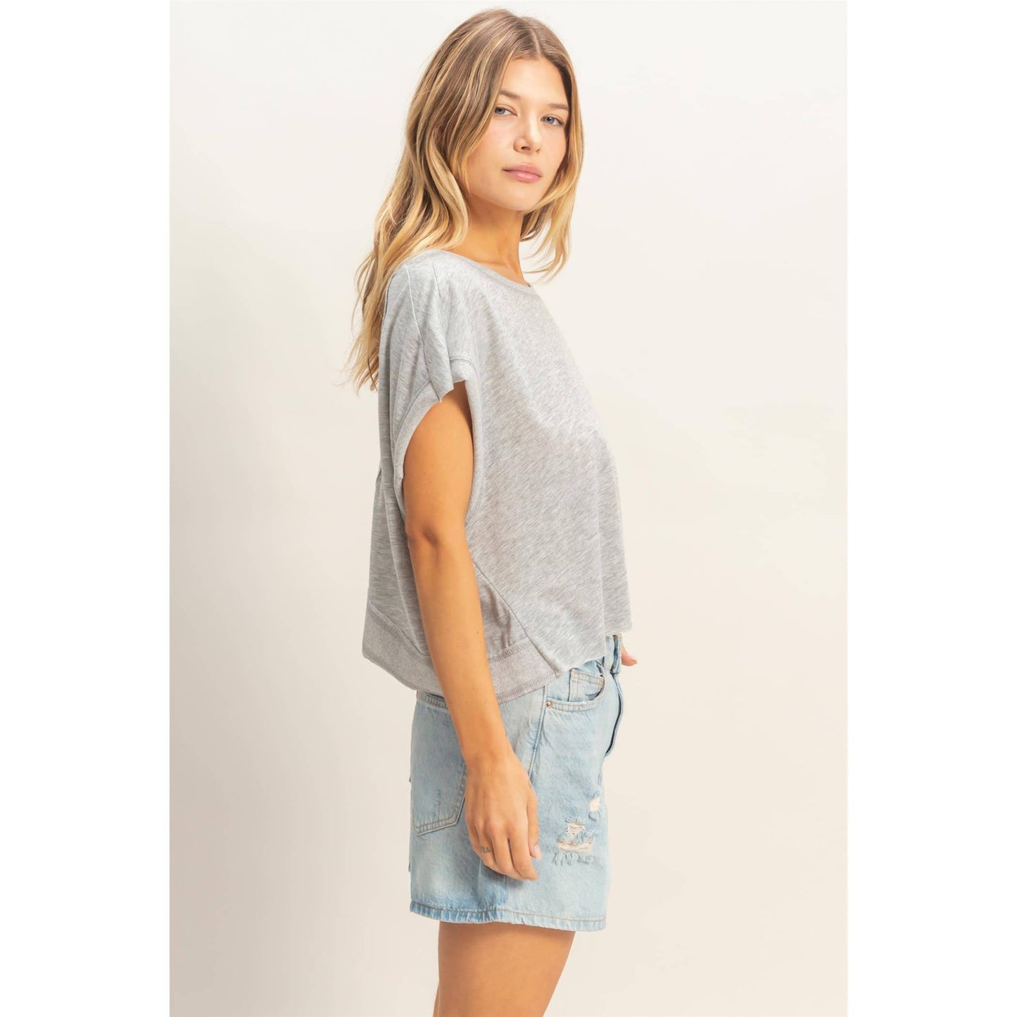 Boxy Crew Neck Top BLACK
