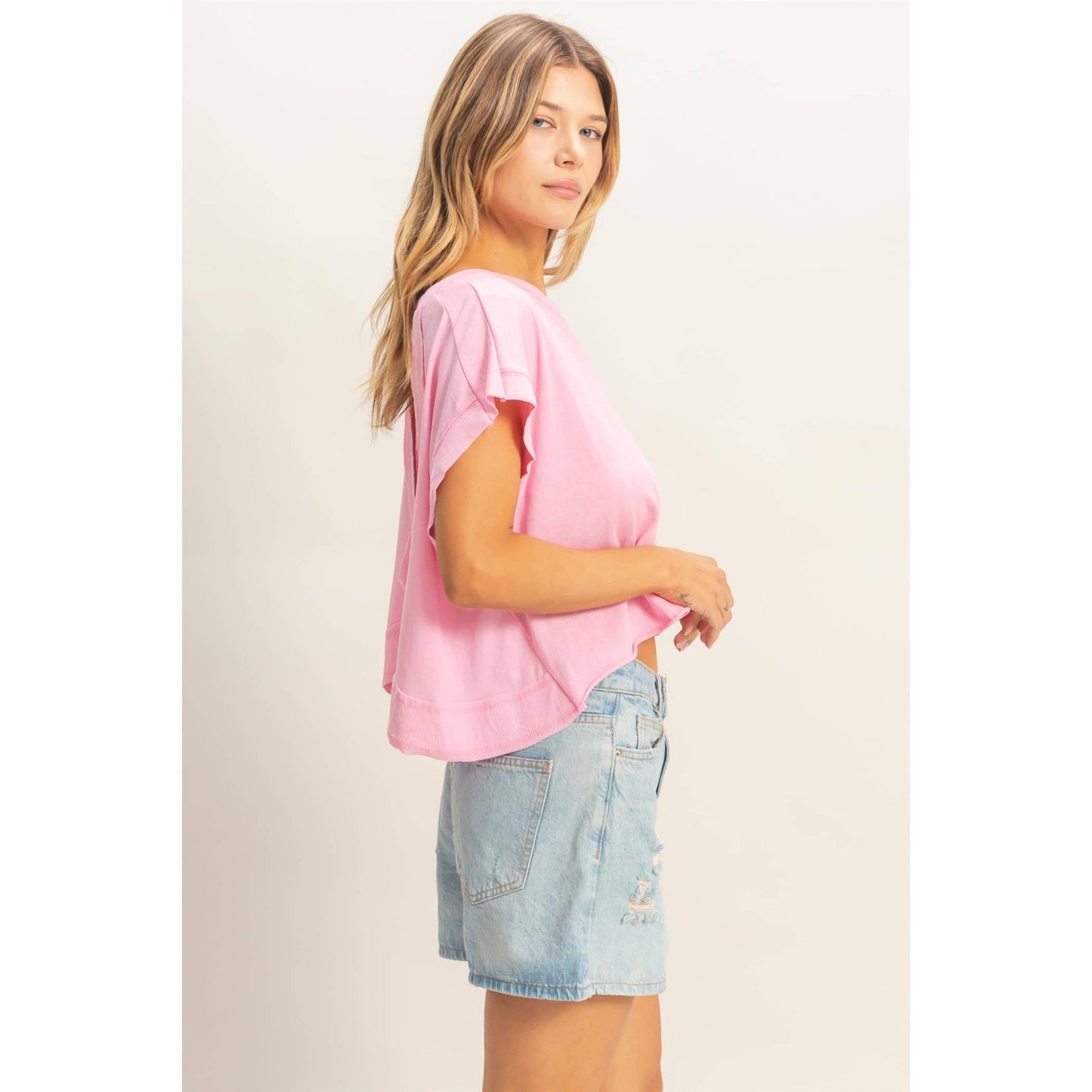 Boxy Crew Neck Top BLACK