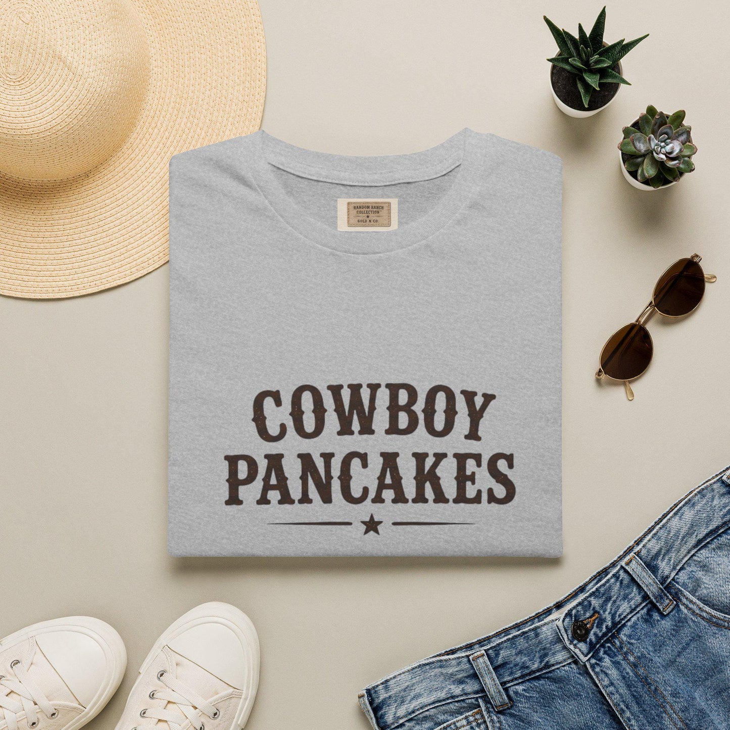 Cowboy Pancakes T-Shirt | Western Typography, Retro Star