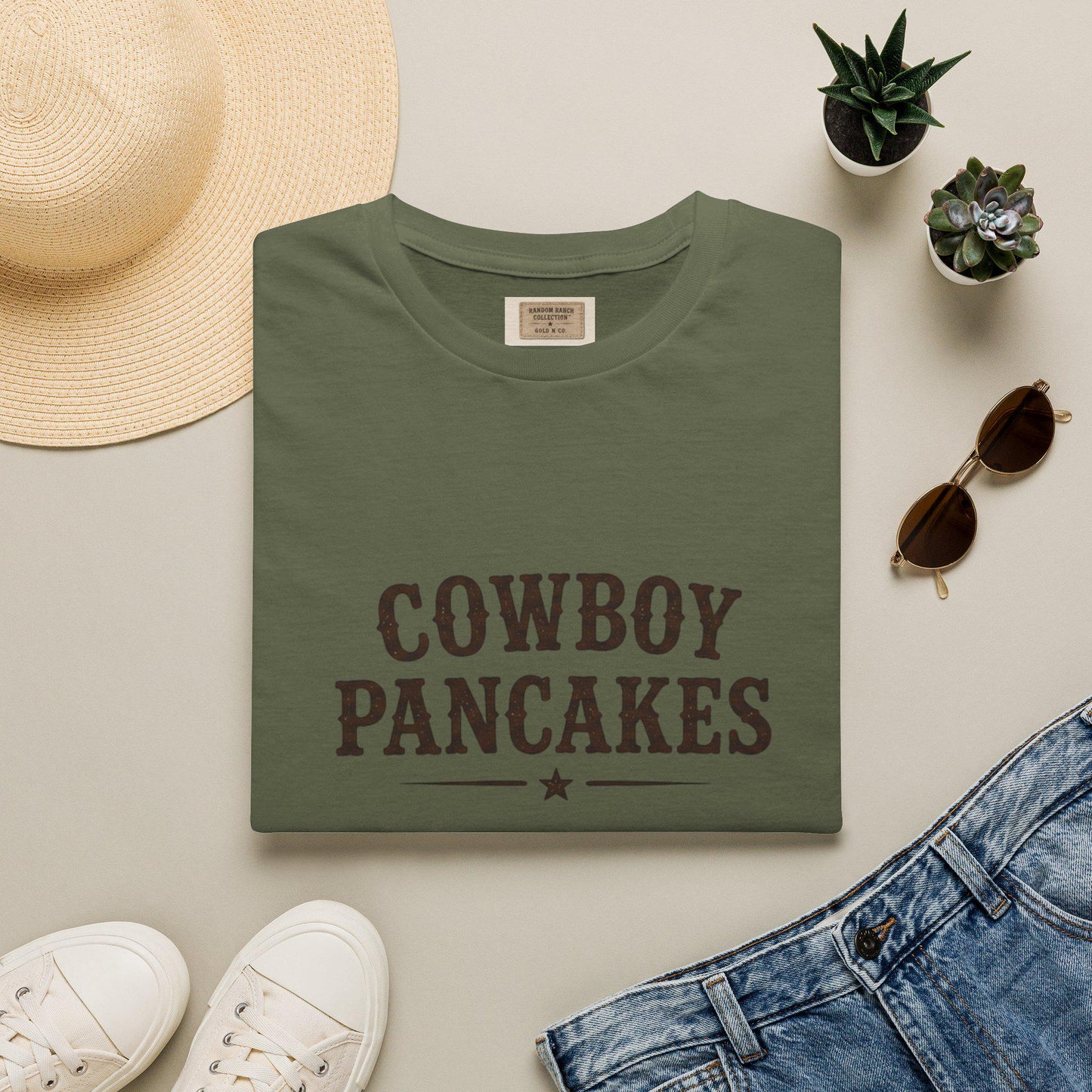 Cowboy Pancakes T-Shirt | Western Typography, Retro Star