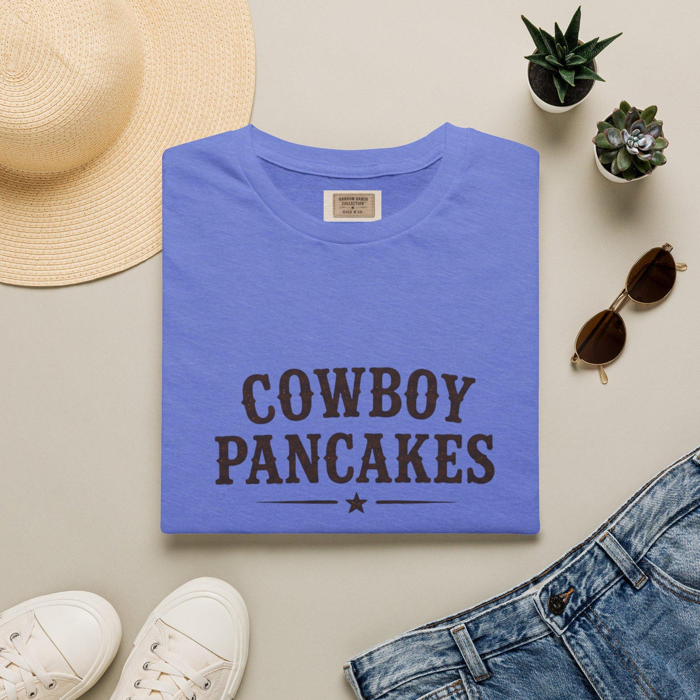 Cowboy Pancakes T-Shirt | Western Typography, Retro Star