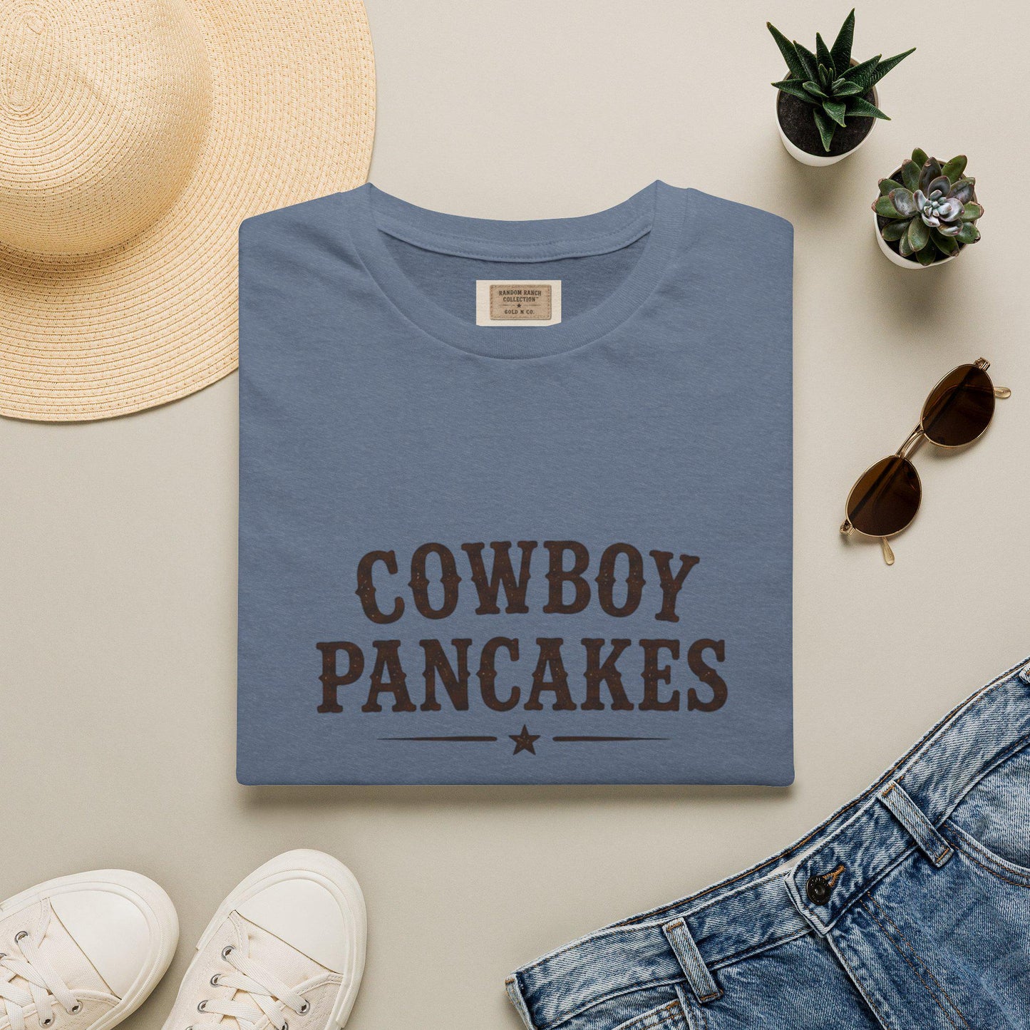 Cowboy Pancakes T-Shirt | Western Typography, Retro Star