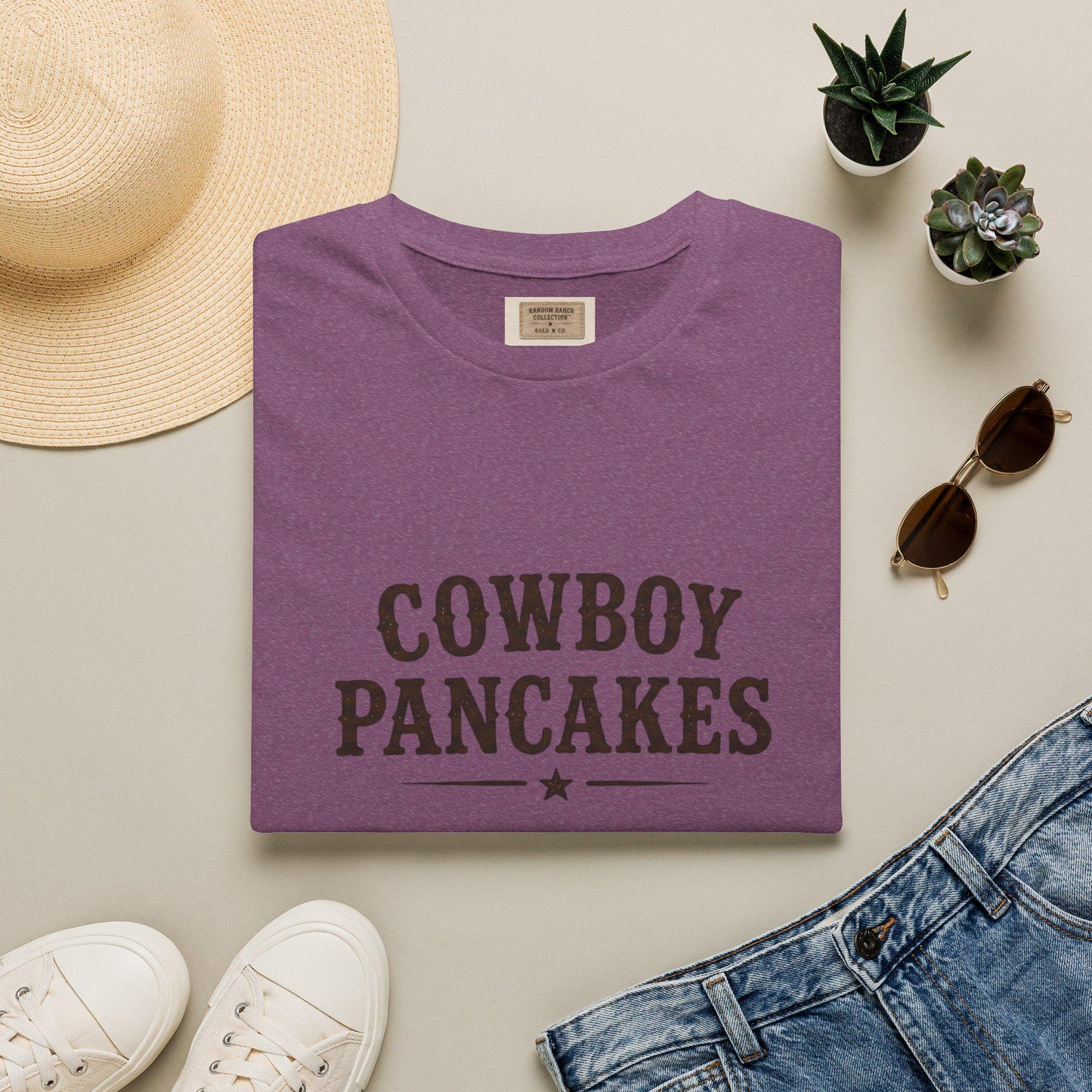 Cowboy Pancakes T-Shirt | Western Typography, Retro Star