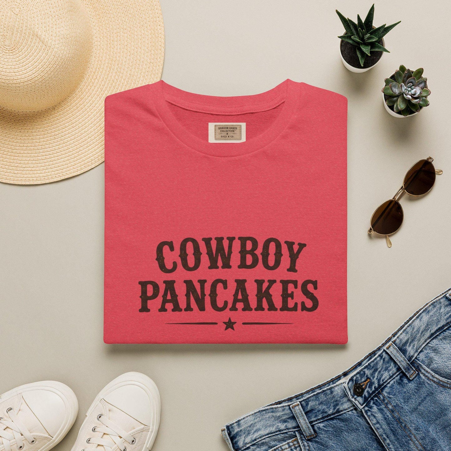 Cowboy Pancakes T-Shirt | Western Typography, Retro Star