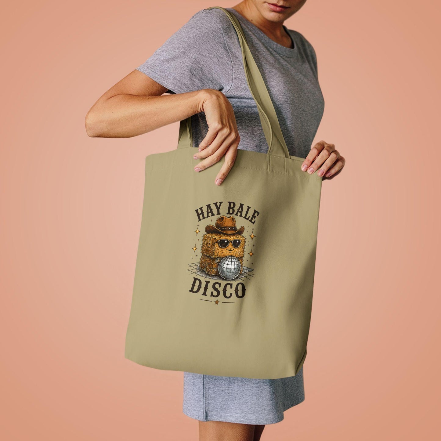 Hay Bale Disco Tote Bag | Rustic Ranch Graphic Tote