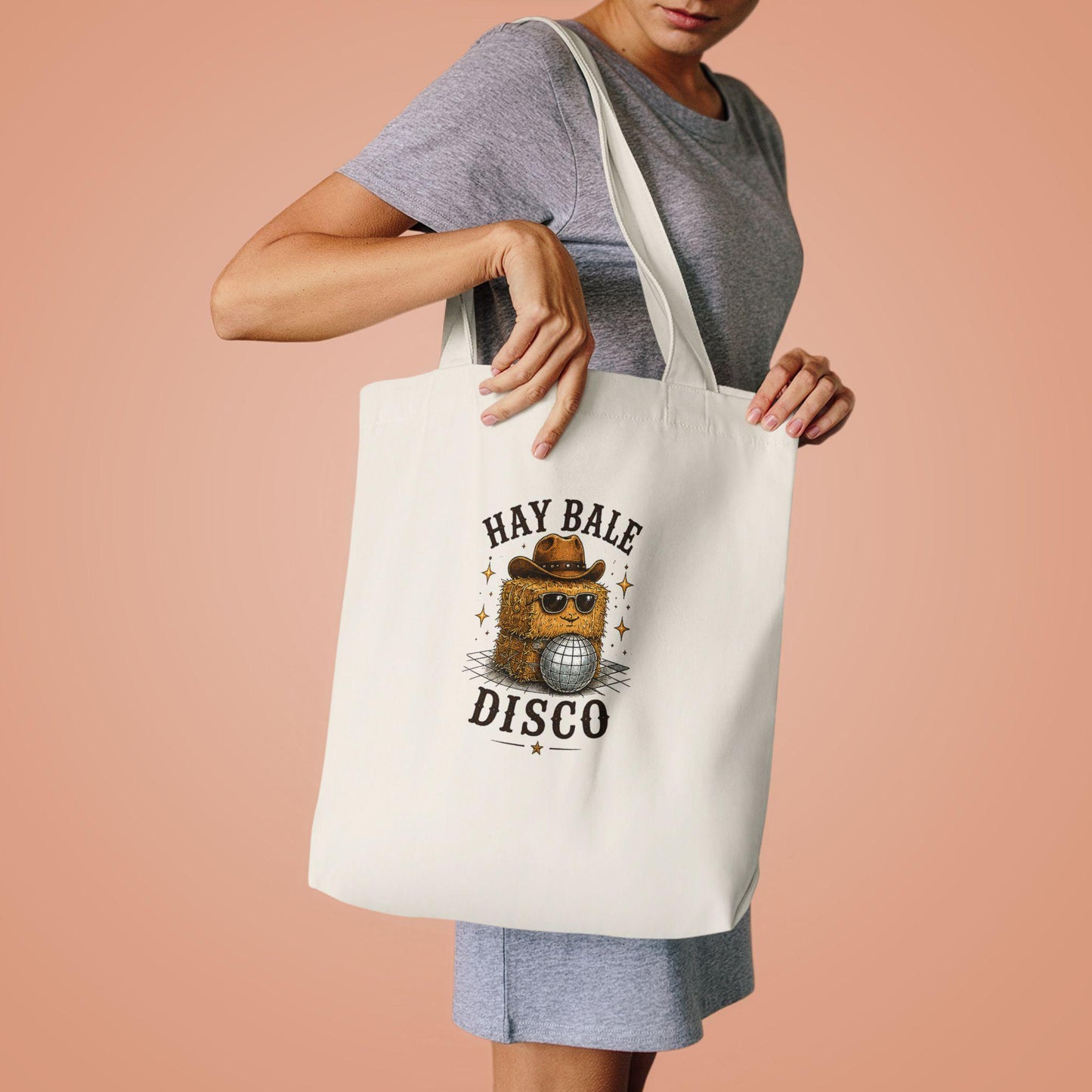 Hay Bale Disco Tote Bag | Rustic Ranch Graphic Tote