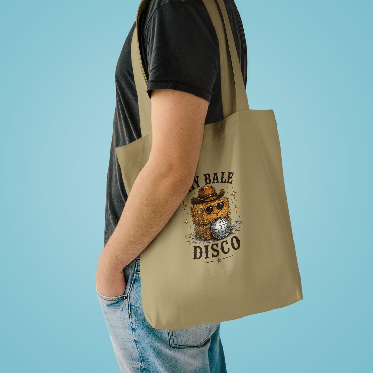 Hay Bale Disco Tote Bag | Rustic Ranch Graphic Tote