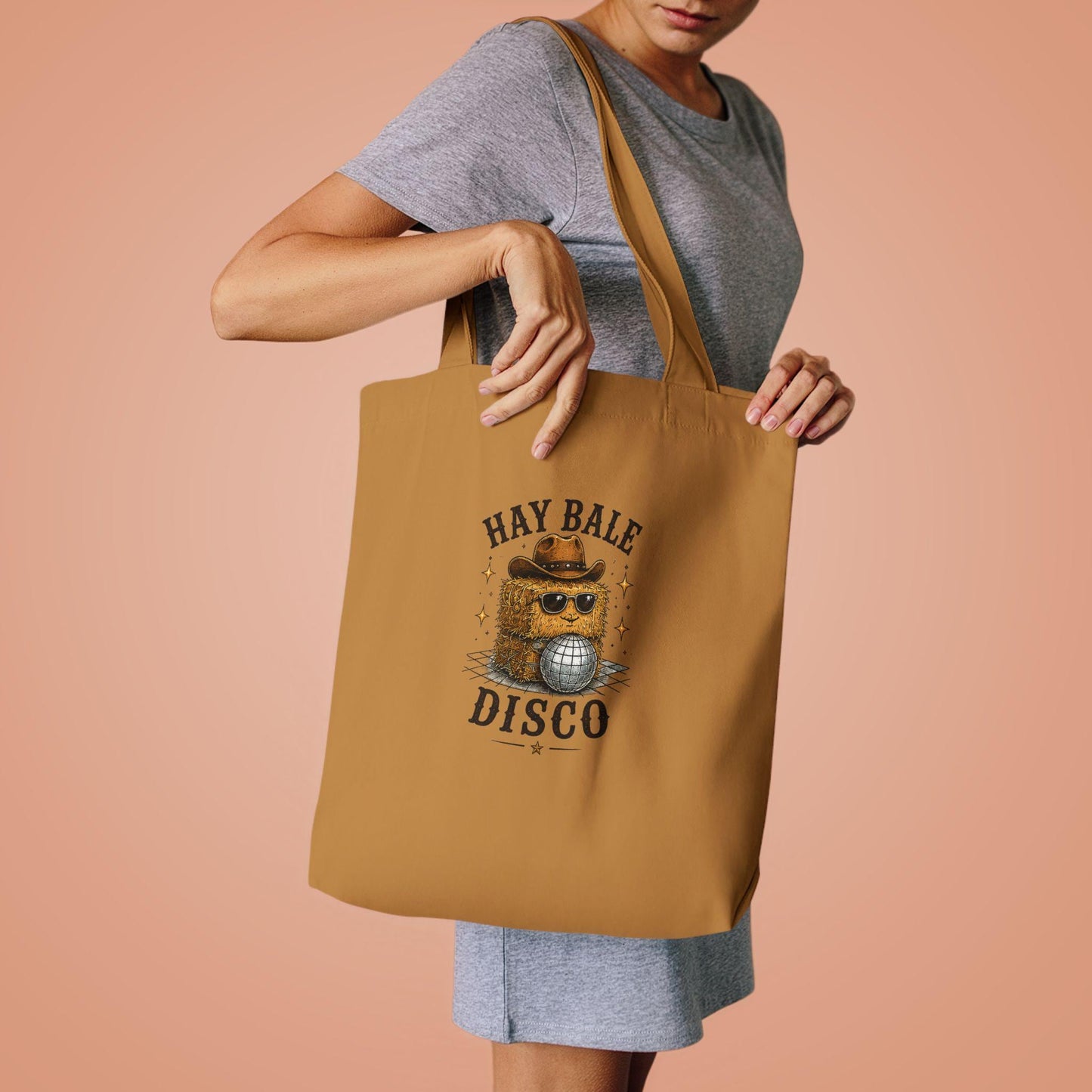 Hay Bale Disco Tote Bag | Rustic Ranch Graphic Tote