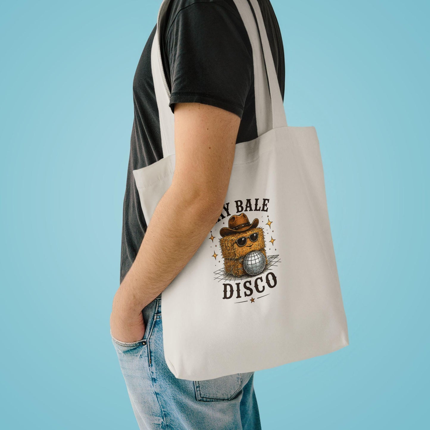 Hay Bale Disco Tote Bag | Rustic Ranch Graphic Tote