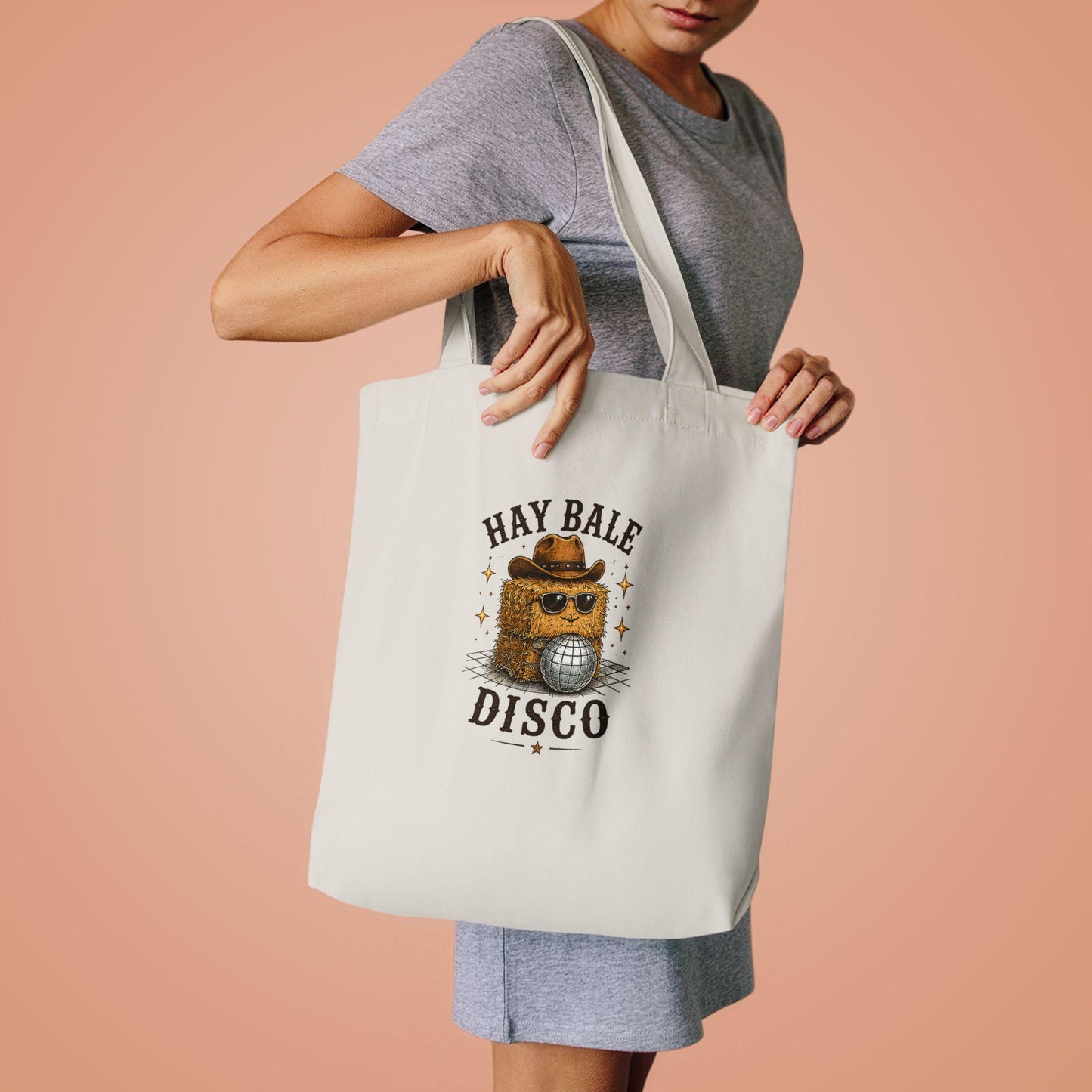 Hay Bale Disco Tote Bag | Rustic Ranch Graphic Tote