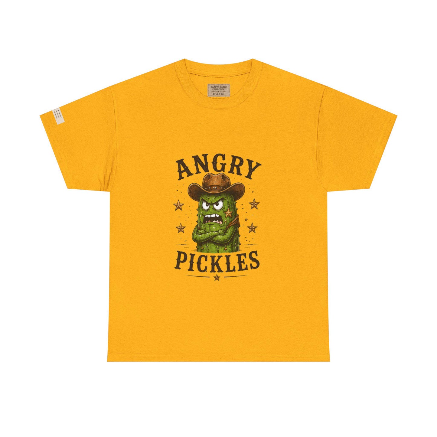 Angry Pickles Tee | Cartoon Pickle Cowboy Tee, Funny Veggie Graphic Shirt