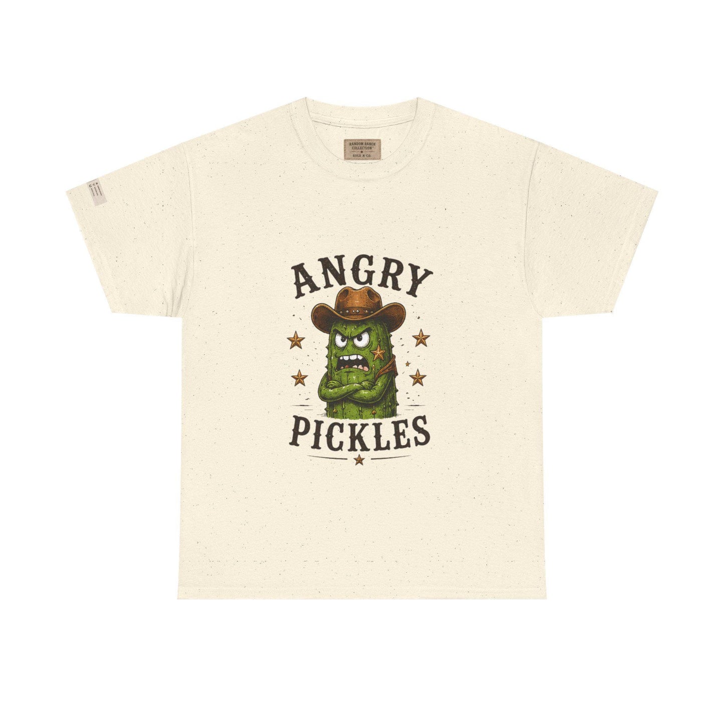Angry Pickles Tee | Cartoon Pickle Cowboy Tee, Funny Veggie Graphic Shirt