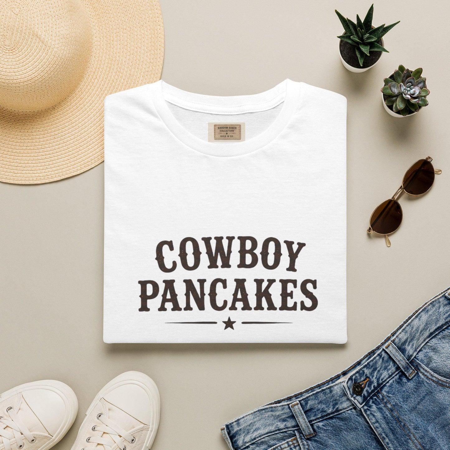 Cowboy Pancakes T-Shirt | Western Typography, Retro Star
