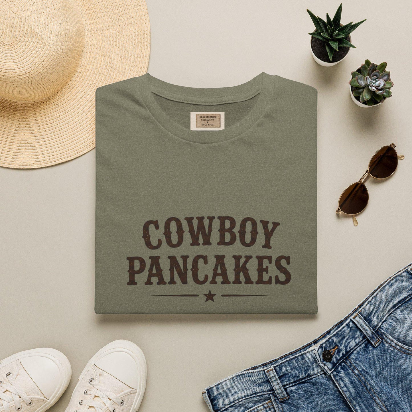Cowboy Pancakes T-Shirt | Western Typography, Retro Star