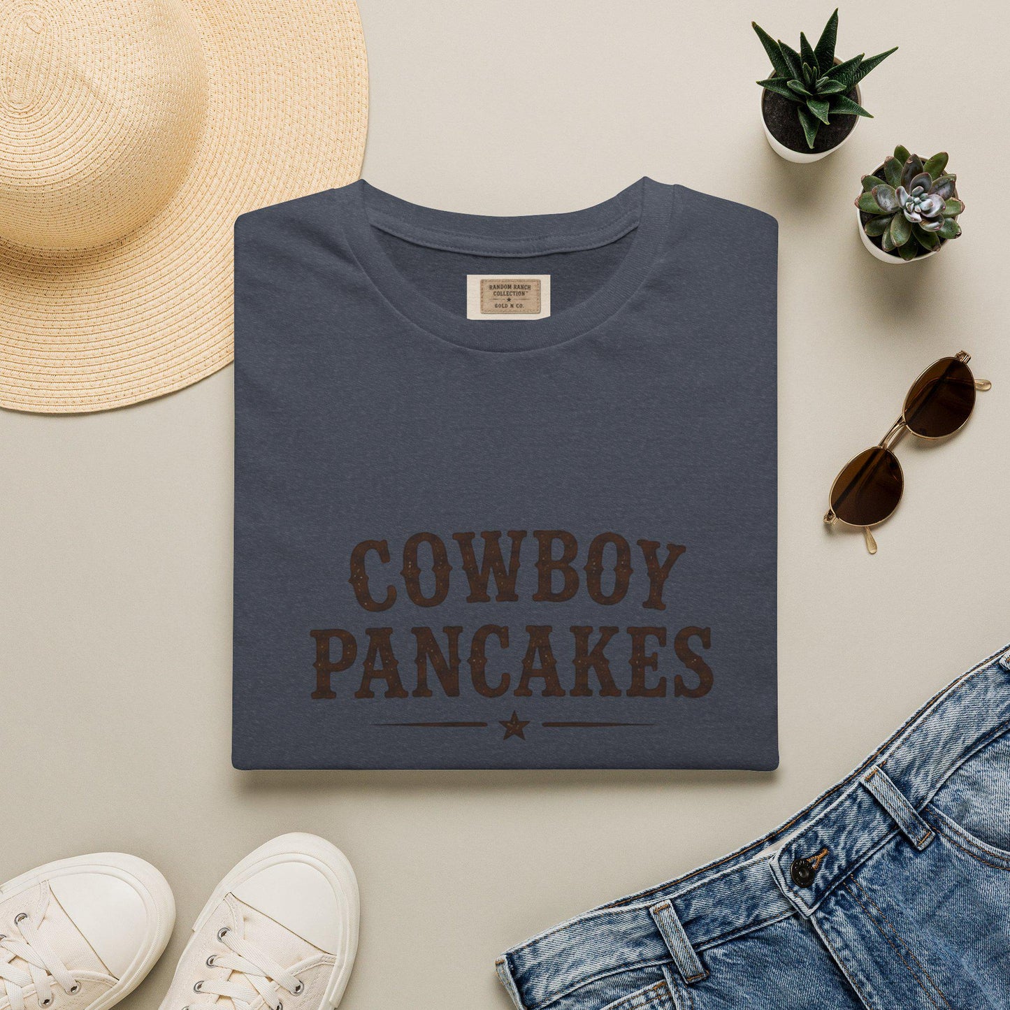 Cowboy Pancakes T-Shirt | Western Typography, Retro Star