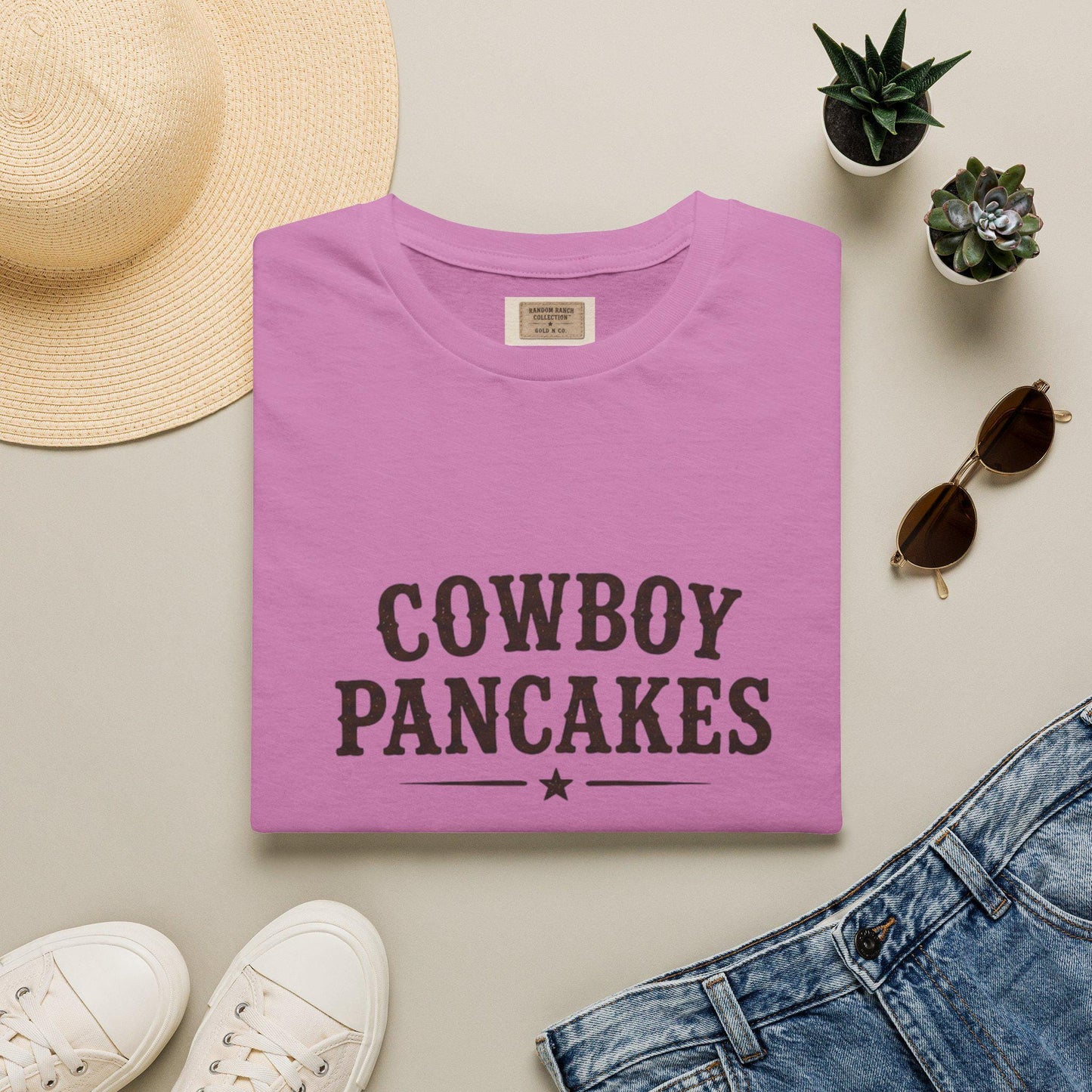 Cowboy Pancakes T-Shirt | Western Typography, Retro Star