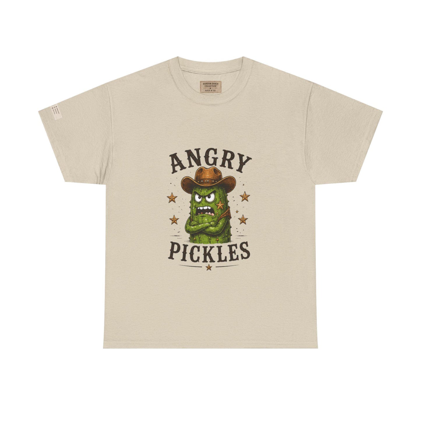 Angry Pickles Tee | Cartoon Pickle Cowboy Tee, Funny Veggie Graphic Shirt