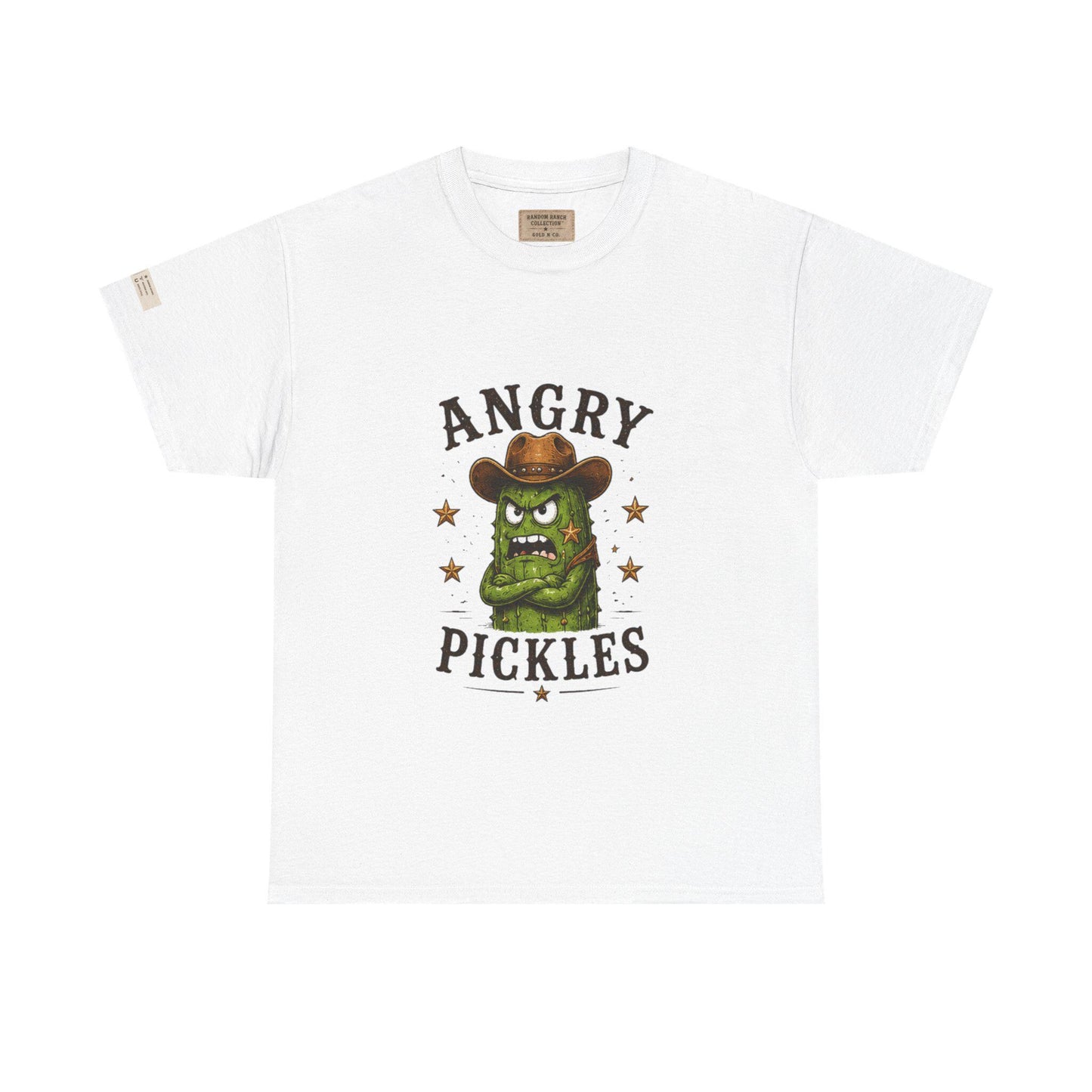 Angry Pickles Tee | Cartoon Pickle Cowboy Tee, Funny Veggie Graphic Shirt
