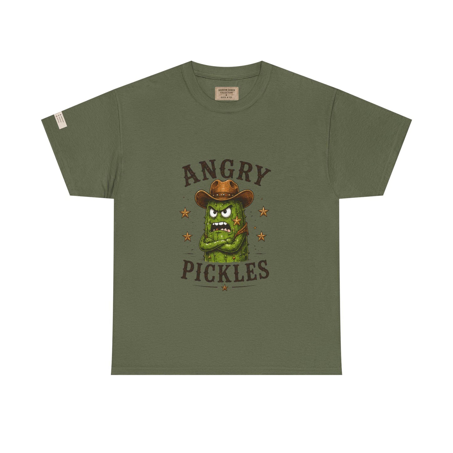 Angry Pickles Tee | Cartoon Pickle Cowboy Tee, Funny Veggie Graphic Shirt