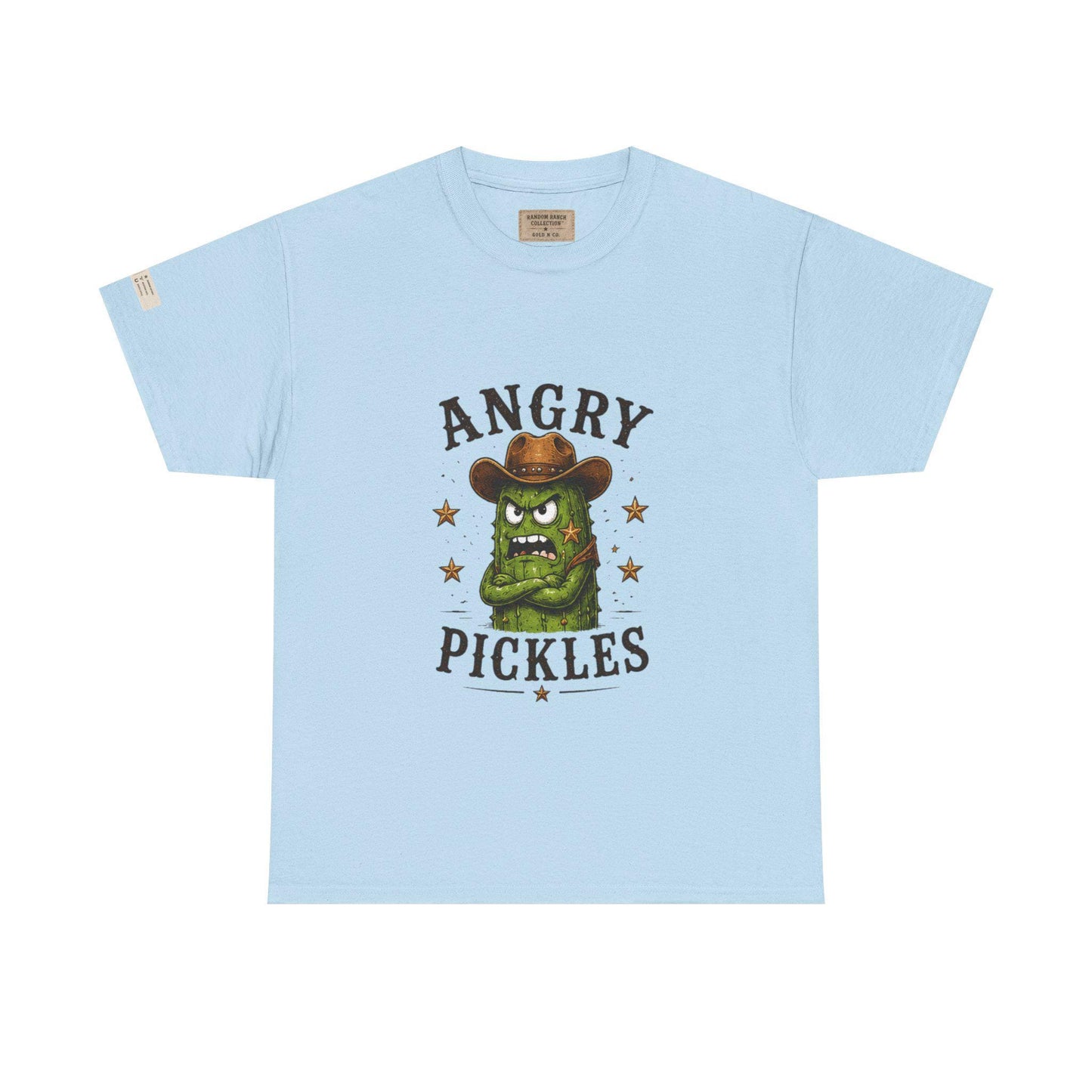Angry Pickles Tee | Cartoon Pickle Cowboy Tee, Funny Veggie Graphic Shirt