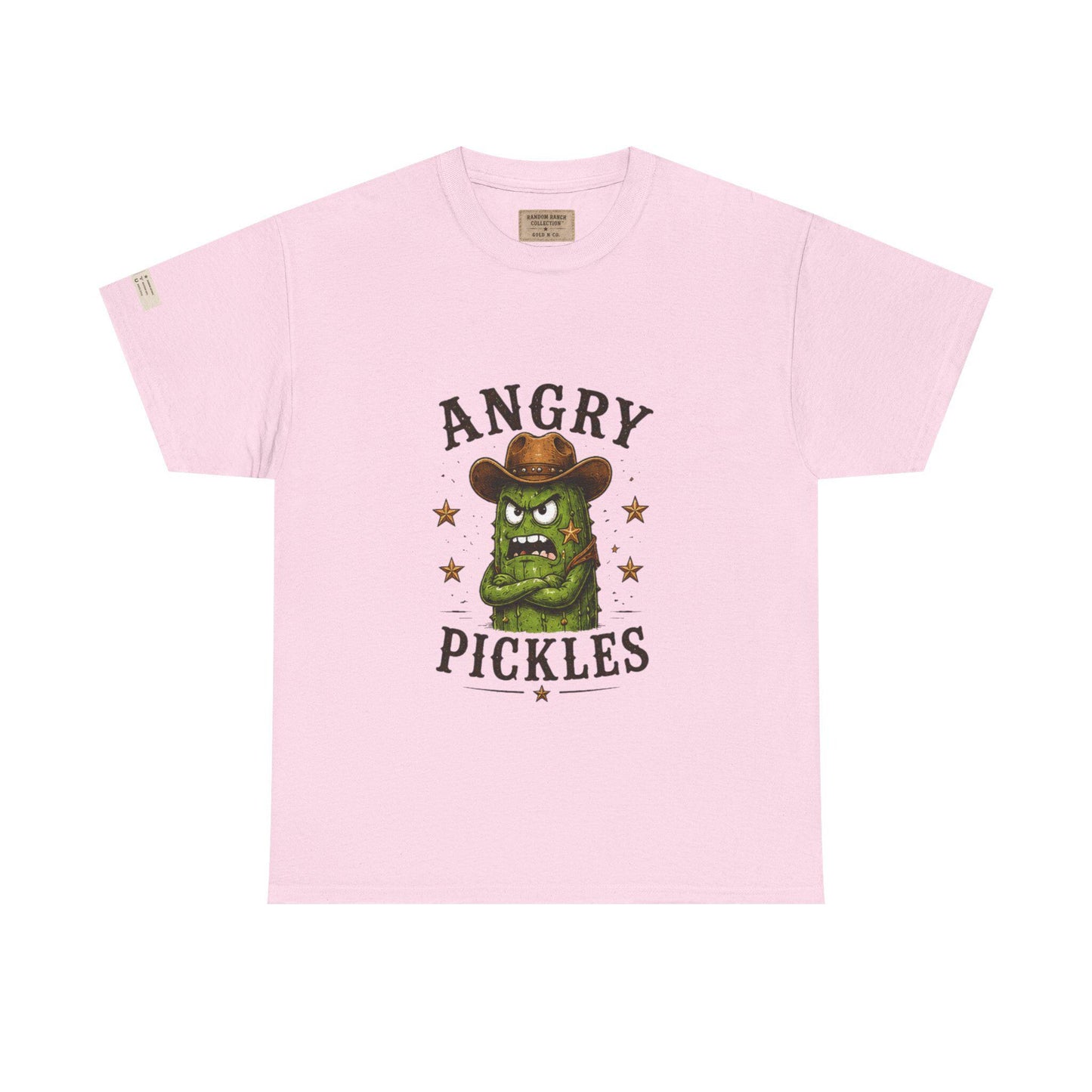 Angry Pickles Tee | Cartoon Pickle Cowboy Tee, Funny Veggie Graphic Shirt