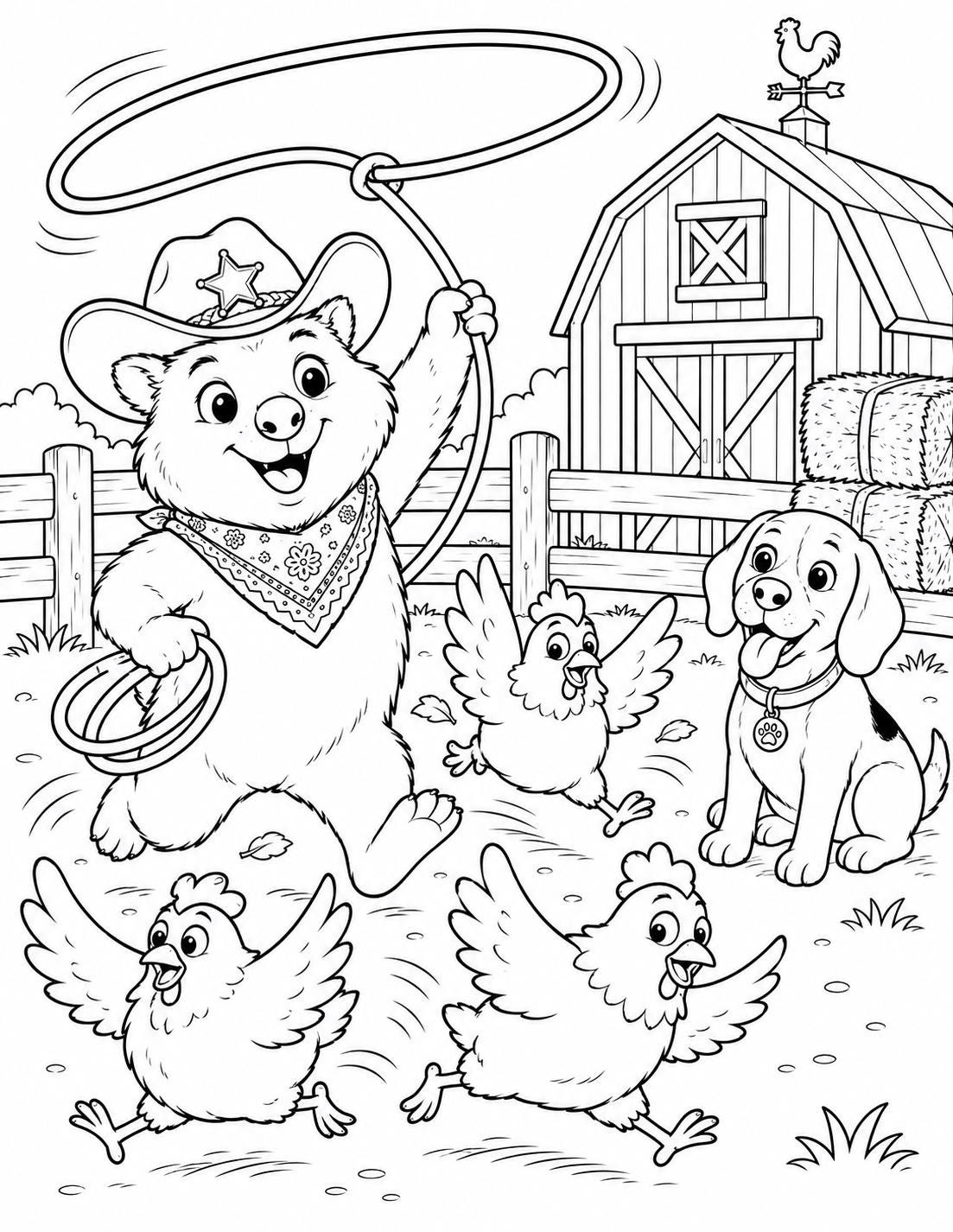 Fall Coloring Book for Kids, Buck at Random Ranch Printable PDF, Cute Farm Animals, Autumn Activity Book, Instant Download
